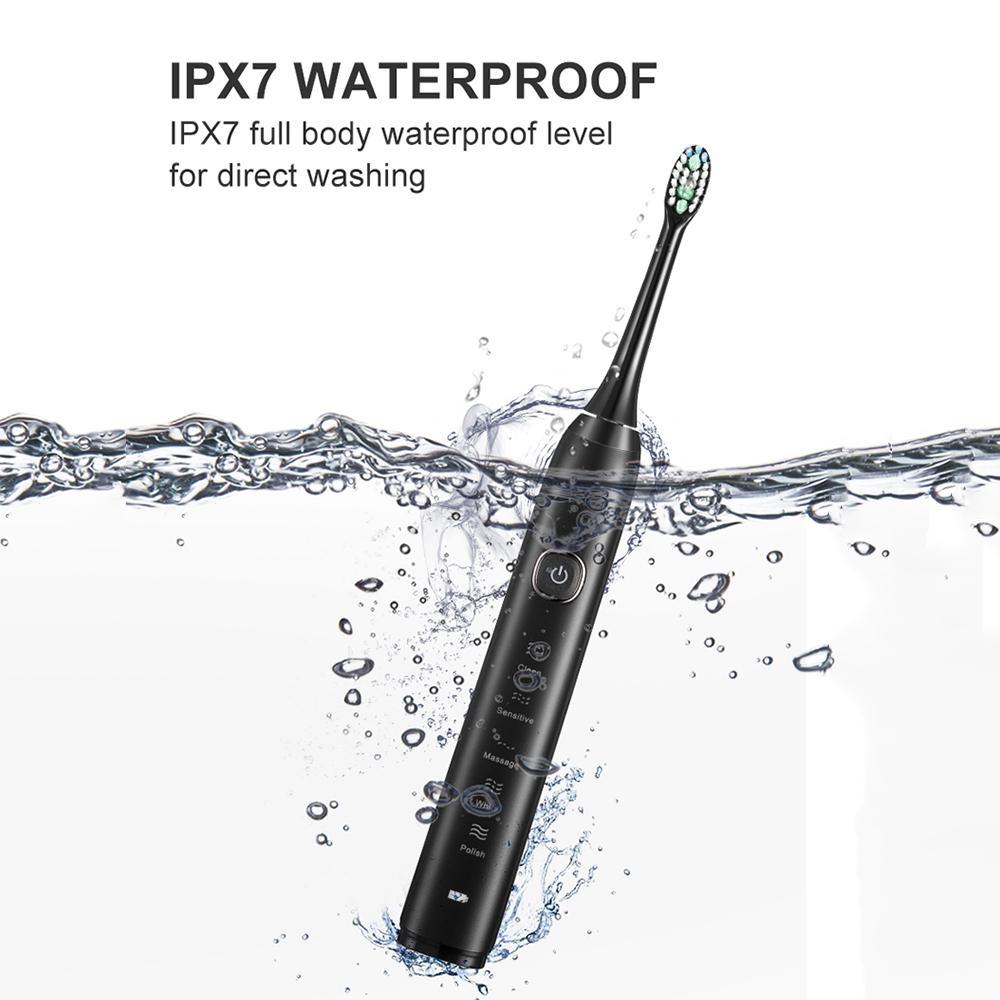 IPX7 Waterproof Sonic Electric Toothbrush With 8 Brush Heads And 5 Modes 7