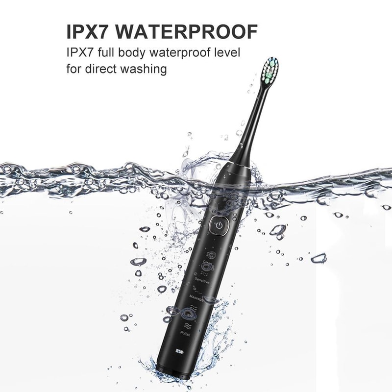 IPX7 Waterproof Sonic Electric Toothbrush With 8 Brush Heads And 5 Modes 7