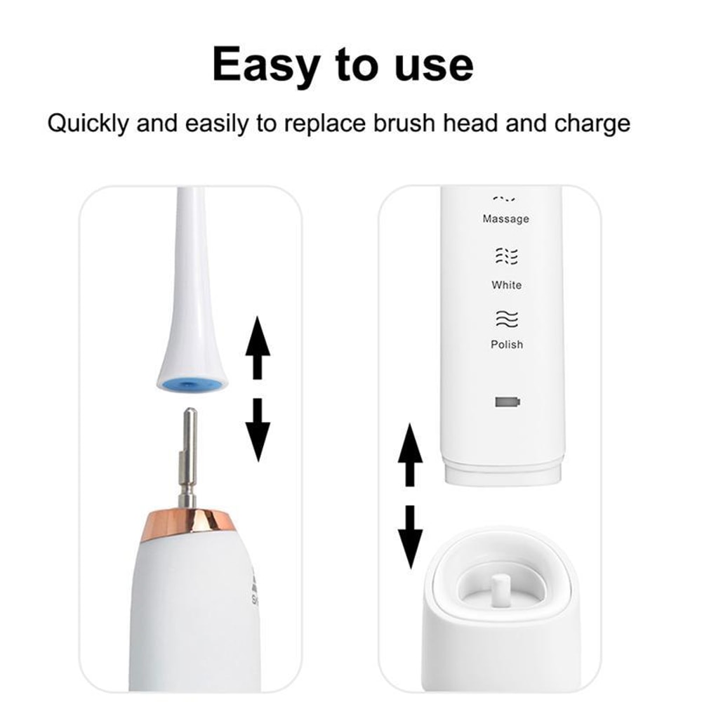 IPX7 Waterproof Sonic Electric Toothbrush With 8 Brush Heads And 5 Modes 8