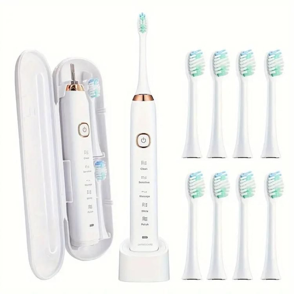 IPX7 Waterproof Sonic Electric Toothbrush With 8 Brush Heads And 5 Modes 11