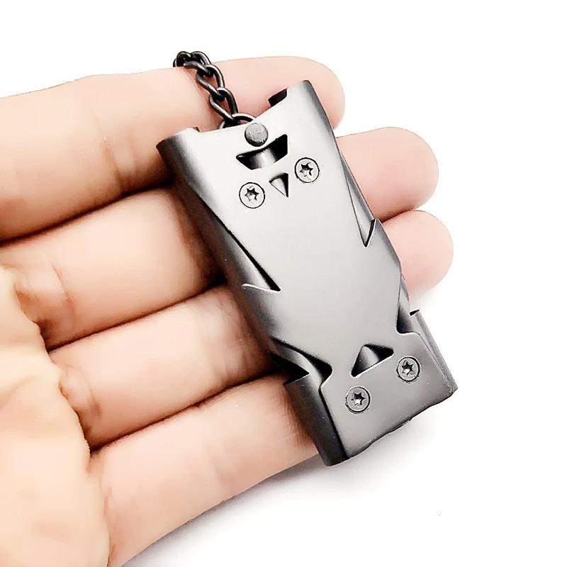 Triple Tube Survival Whistle Stainless Steel Emergency Safety Signal Keychain 3