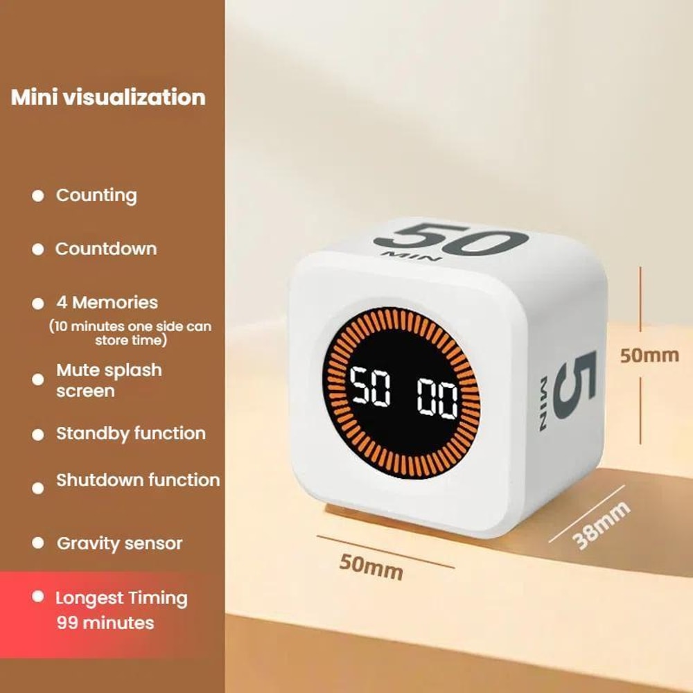 Smart Flip Cube Visual Timer With Gravity Sensing For Study Fitness And Focus 1