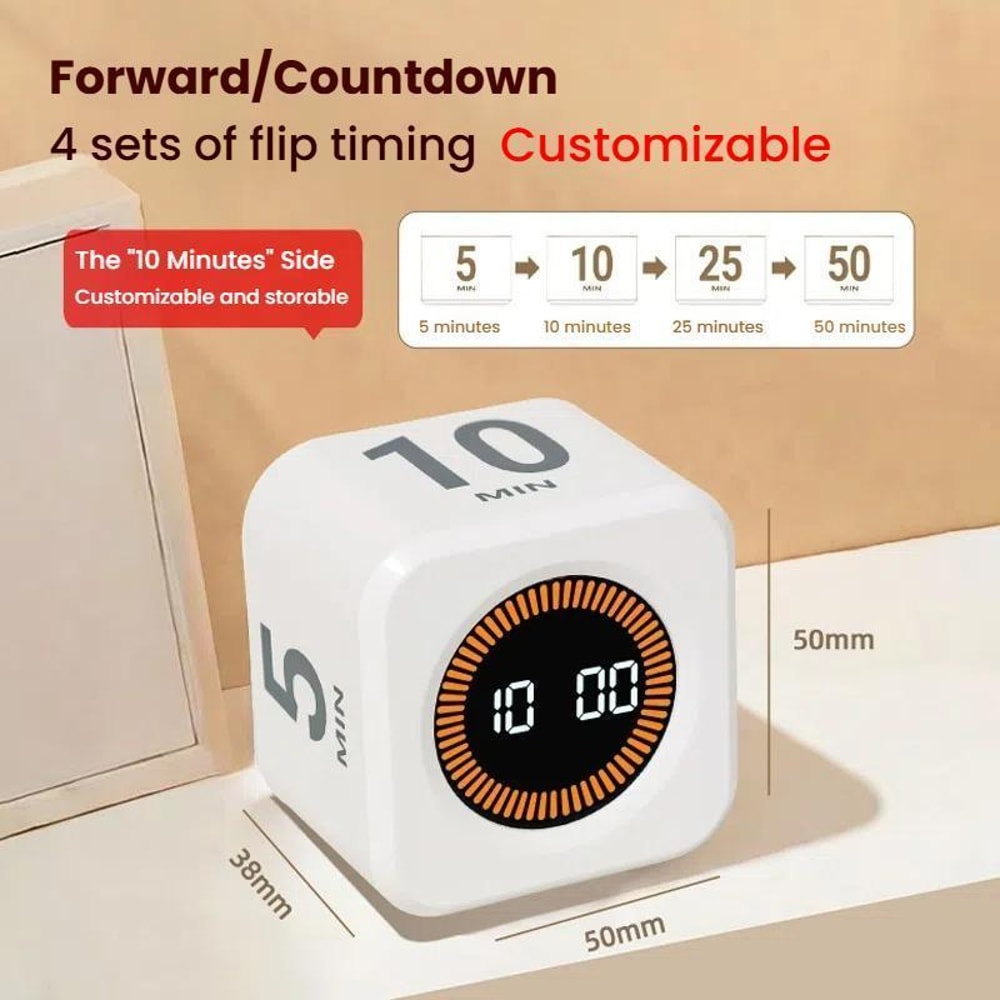 Smart Flip Cube Visual Timer With Gravity Sensing For Study Fitness And Focus 3