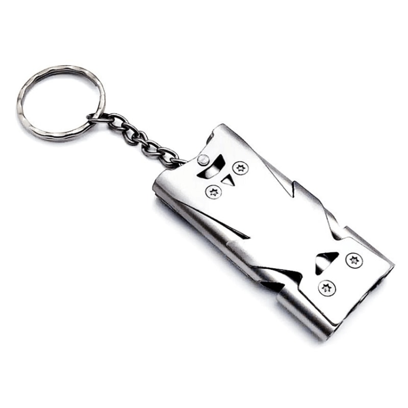 Triple Tube Survival Whistle Stainless Steel Emergency Safety Signal Keychain 10