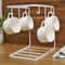 Nail-Free Under Cabinet Cup Holder Rack with 8 Hooks Kitchen Mug Storage Organizer Metal Partition Rack