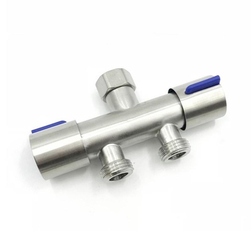 304 Stainless Steel Washing Machine Faucet Splitter Dual Outlet Adapter With Independent Valves 6