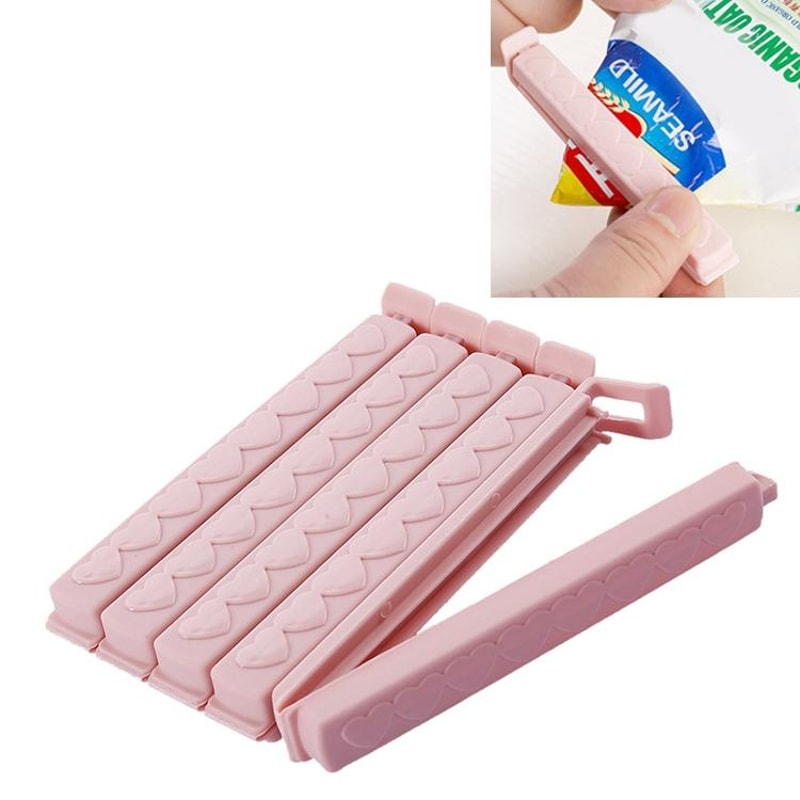 Pink Love Heart Snack Bag Clips, Plastic Food Storage Sealing Clips for Kitchen Snacks & Freshness