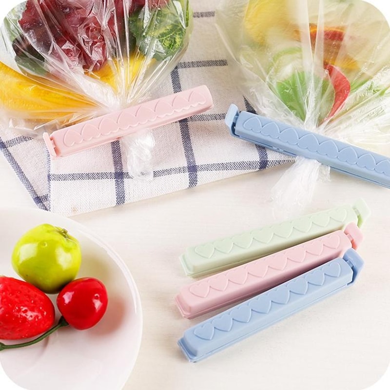 Pink Love Heart Snack Bag Clips, Plastic Food Storage Sealing Clips for Kitchen Snacks & Freshness
