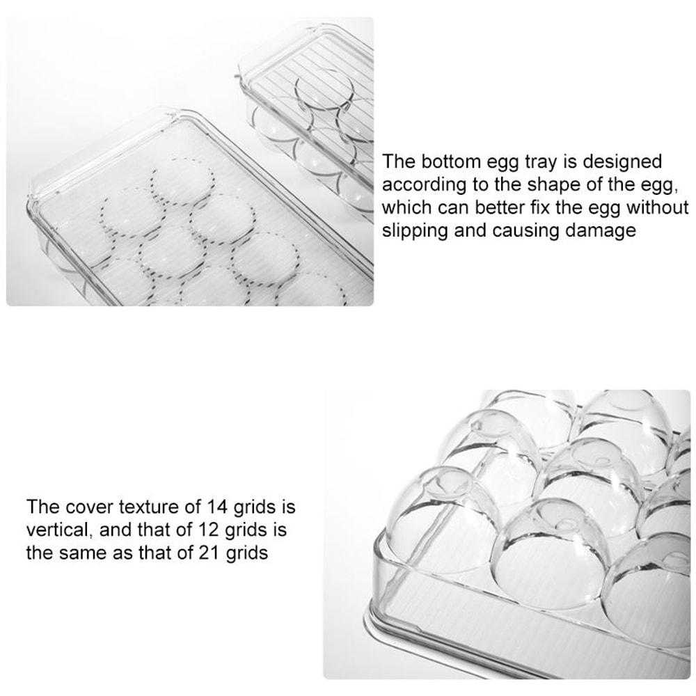 Stackable Egg Storage Box with Lid Refrigerator Egg Tray Organizer for Kitchen Fridge PET