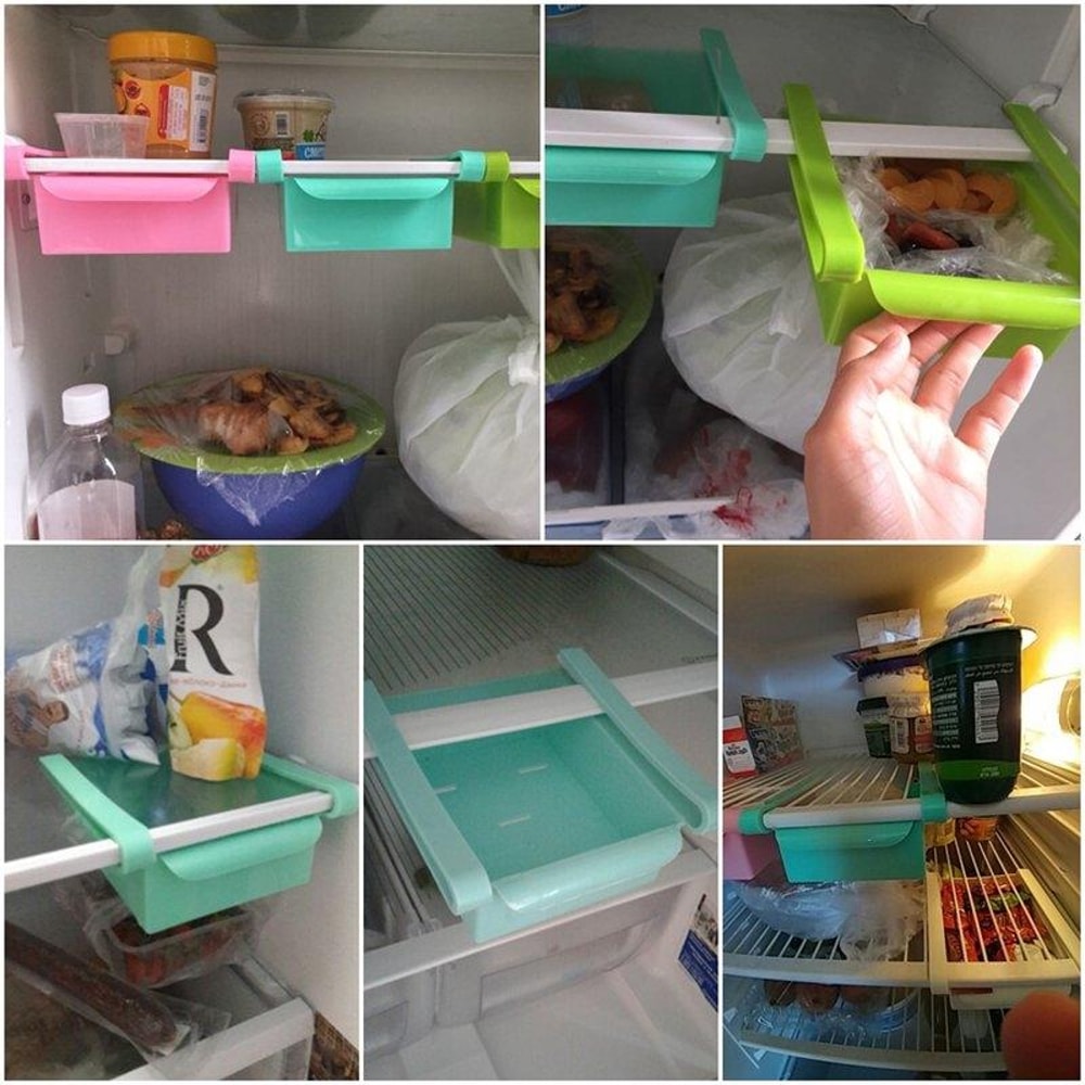 Multifunction Pull-Out Refrigerator Storage Rack & Fridge Freezer Drawer Organizer Shelf Holder