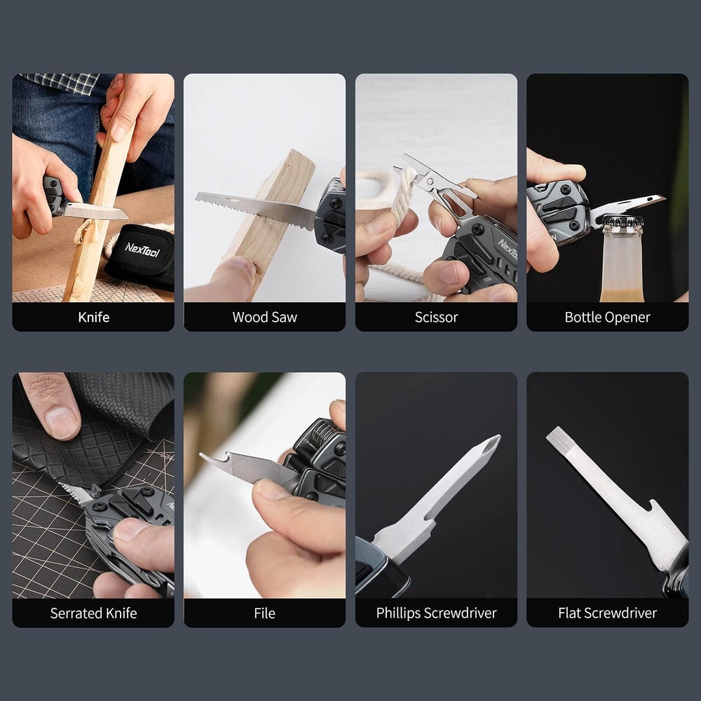 14 In 1 Camping Multi Tool Folding Pliers With Scissors Bits 7