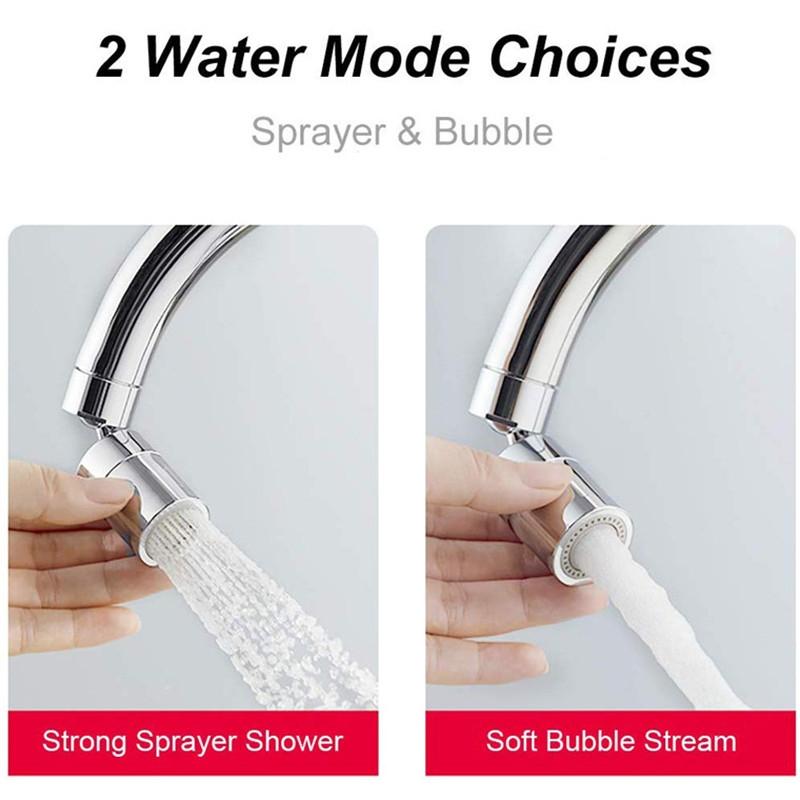 Dual Function Kitchen Faucet Aerator Bubbler Splash Proof Copper ABS Filter Nozzle