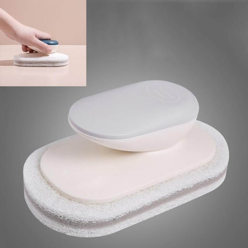 Multi-Function Sponge Dish Brush with Handle Kitchen Bathroom Cleaning Tool Non-Scratch Scouring Pad