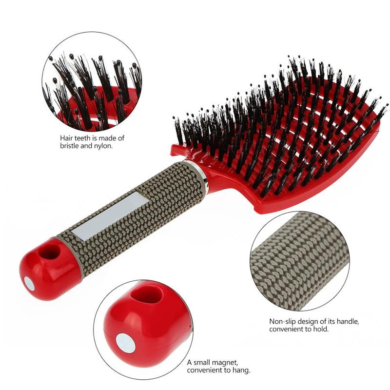 Curly Detangle Hair Brush For Salon Hairdressing Nylon Bristle Scalp Massage Comb Perfect For Women 3