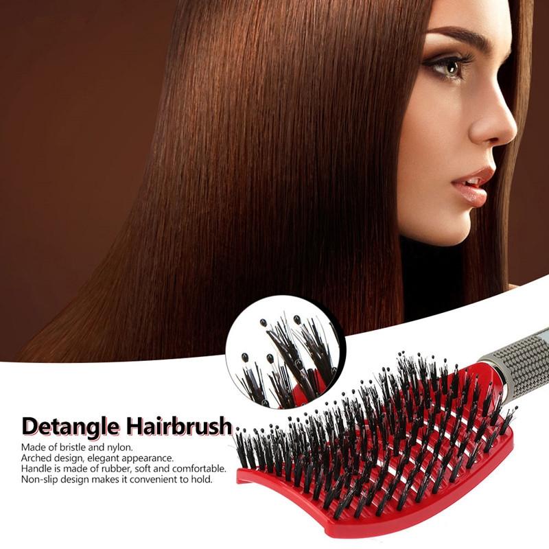 Curly Detangle Hair Brush For Salon Hairdressing Nylon Bristle Scalp Massage Comb Perfect For Women 5