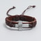 Personalized Cross Leather Bracelet Adjustable Braided Wristband Gift