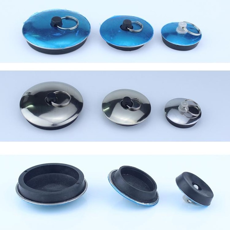 Rubber Sink & Bathtub Drain Stopper Plug Set Kitchen Bathroom Water Seal Plugs