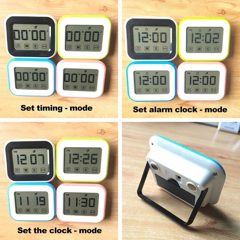 Digital Kitchen Timer Large LCD Touch Screen Alarm Clock with Night Light for Cooking Baking