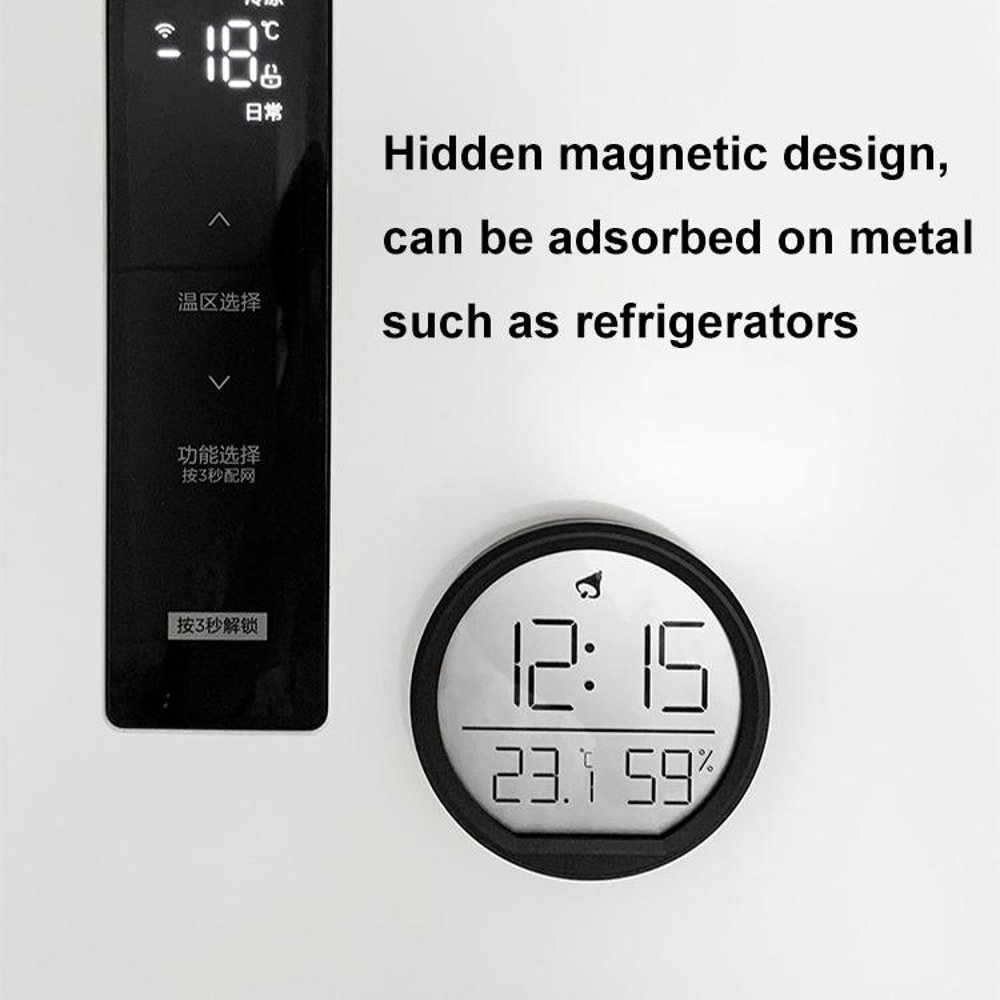 Smart Digital Thermometer Hygrometer Clock With Magnetic Mount LED Display For Home Office 5