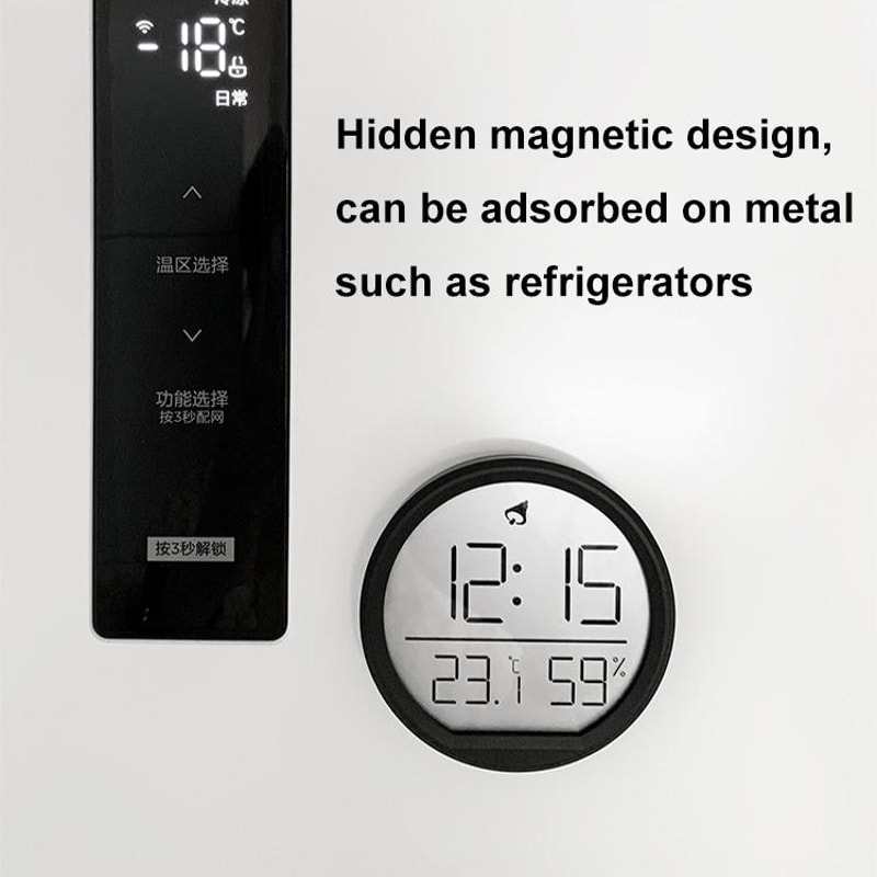Smart Digital Thermometer Hygrometer Clock With Magnetic Mount LED Display For Home Office 5