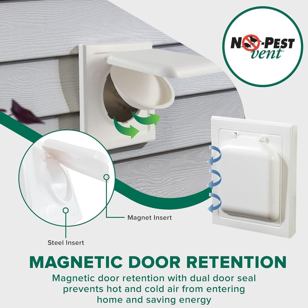 Dual Door Magnetic Dryer Vent Cover Outdoor No Pest Exhaust Vent Protector