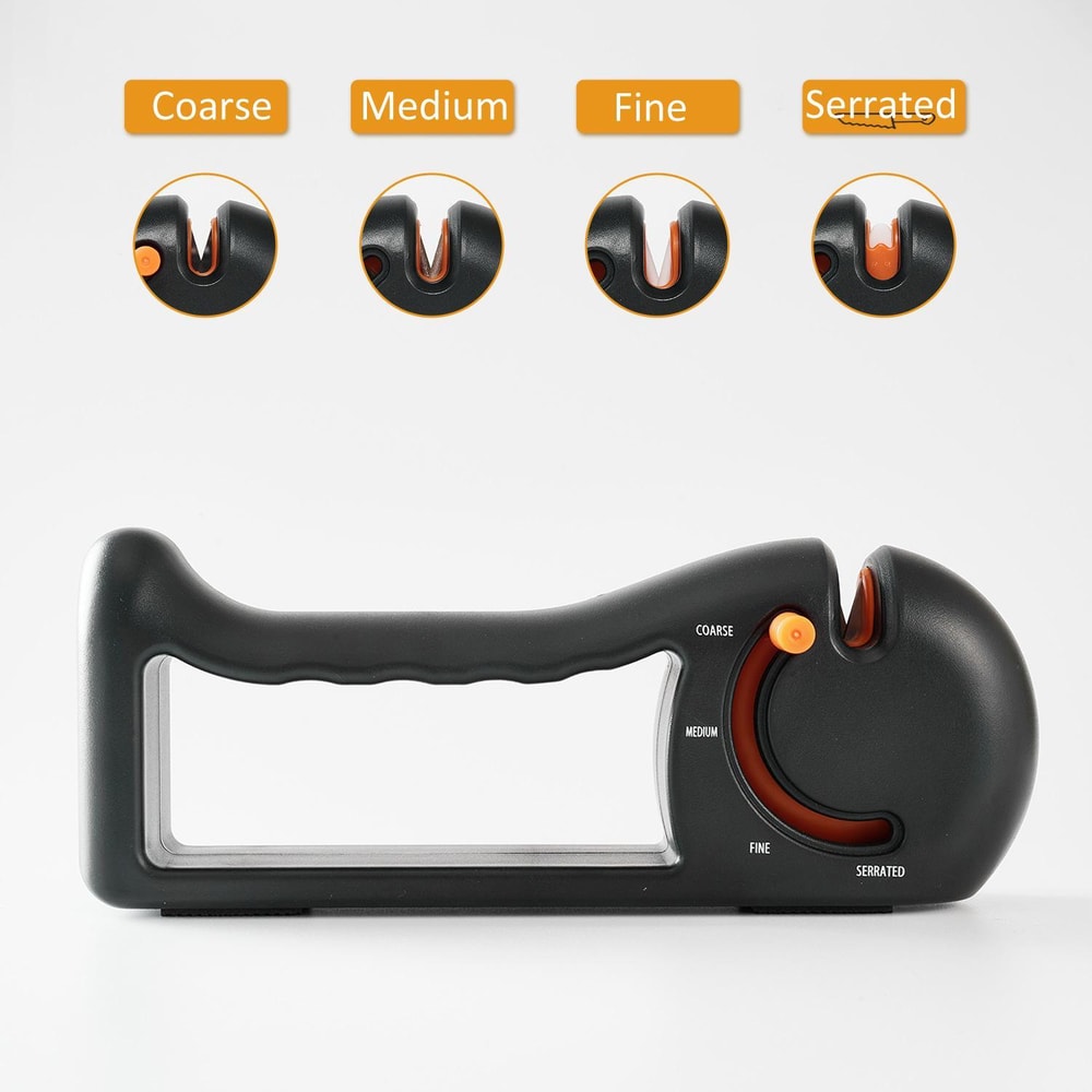 Rotating Knife Sharpener for Kitchen Knives Scissors and Serrated Blades Coarse Medium Fine Sharpening Tool