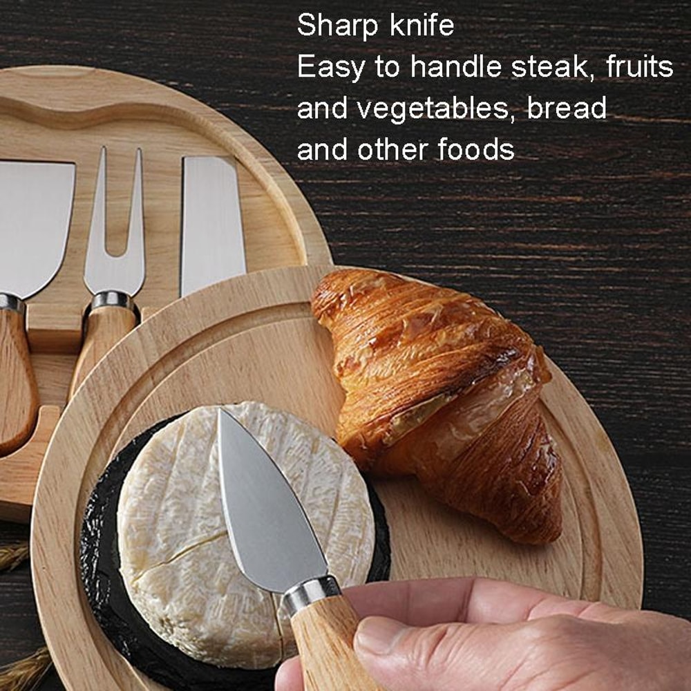 Elegant Oak Cheese Knife Set With Storage Box Stainless Steel Cheese Tools 2