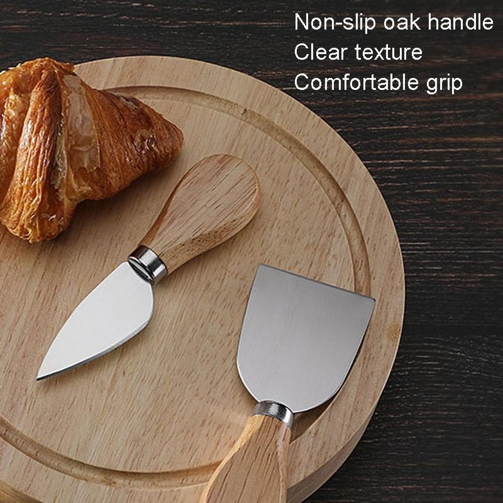 Elegant Oak Cheese Knife Set With Storage Box Stainless Steel Cheese Tools 3