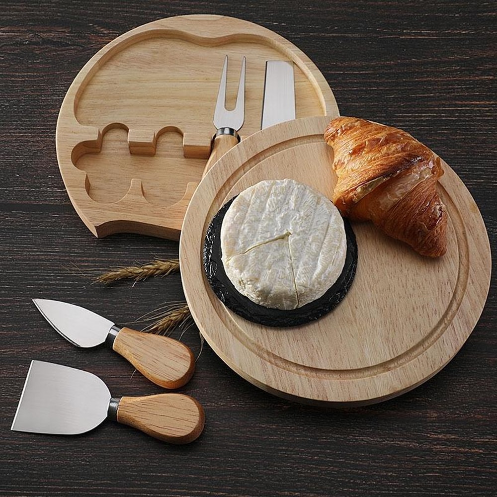 Elegant Oak Cheese Knife Set With Storage Box Stainless Steel Cheese Tools 4