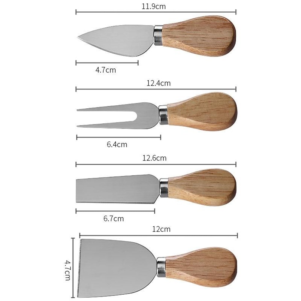 Elegant Oak Cheese Knife Set With Storage Box Stainless Steel Cheese Tools 5
