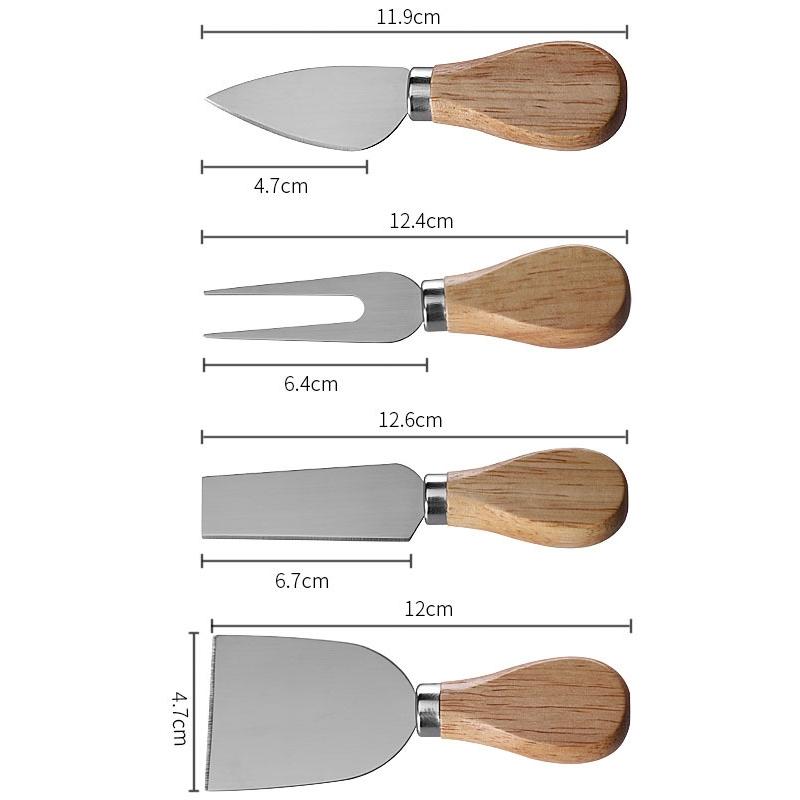 Elegant Oak Cheese Knife Set With Storage Box Stainless Steel Cheese Tools 5