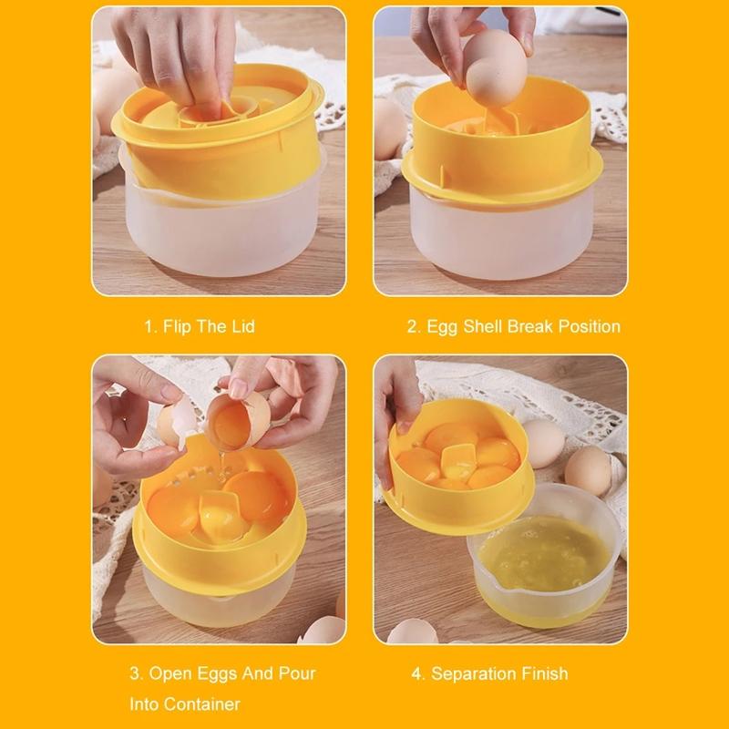 Large Capacity Egg Separator with Storage Box and Shell Cracker Kitchen Tool for Baking and Meal Prep