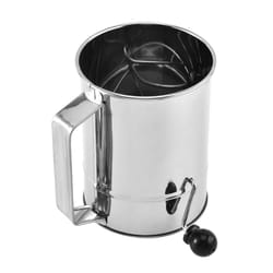 hand crank stainless steel flour sifter – rotating flour sieve for baking, matcha & cocoa powder