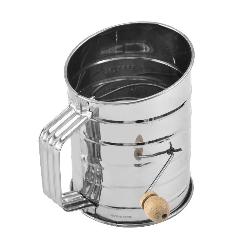 Hand Crank Stainless Steel Flour Sifter – Rotating Flour Sieve for Baking, Matcha & Cocoa Powder