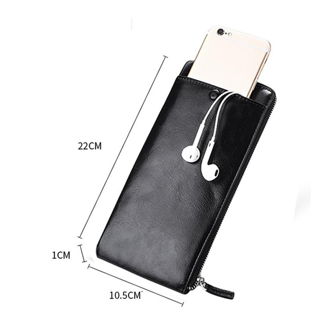 Slim Leather Zipper Wallet Clutch With Phone Holder For Men 1
