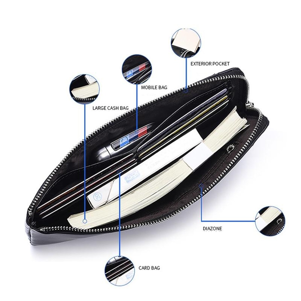 Slim Leather Zipper Wallet Clutch With Phone Holder For Men 4