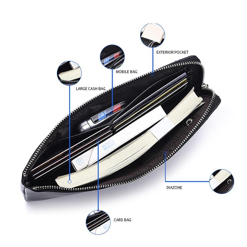 Slim Leather Zipper Wallet Clutch With Phone Holder For Men 4