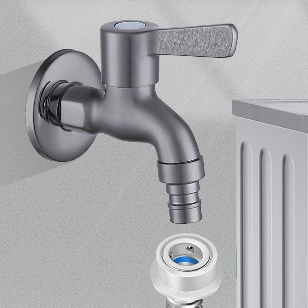 Stainless Steel Wall Mounted Bib Tap For Washing Machine Toilet Durable Leakproof Faucet 5