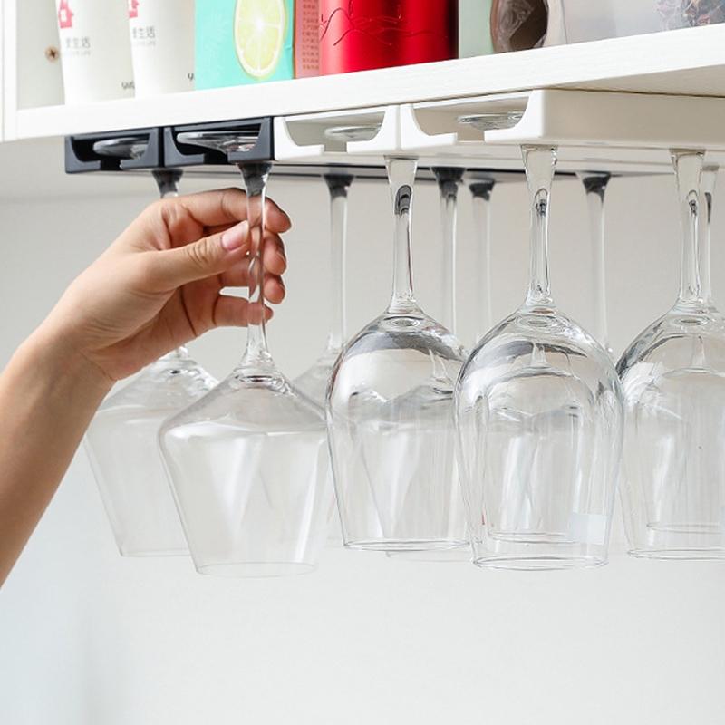 2Pack Under Cabinet Wine Glass Holder Rack No Drill Or Screw Mount 4