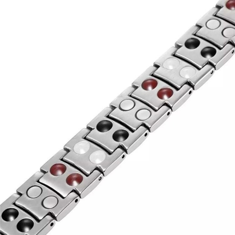 Men Magnetic Therapy Bracelet Double Row Stainless Steel Energy Wristband 2