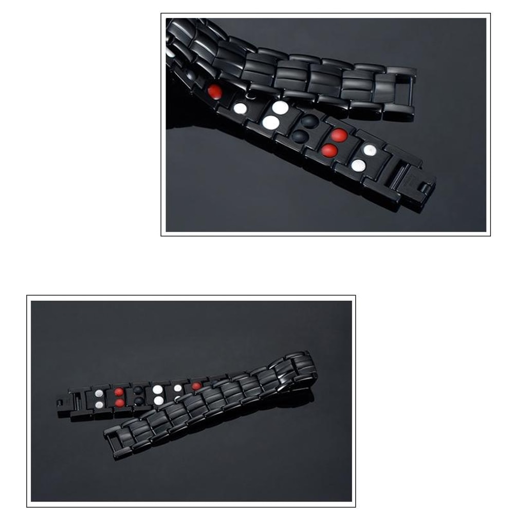Men Magnetic Therapy Bracelet Double Row Stainless Steel Energy Wristband 3