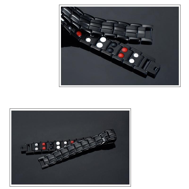 Men Magnetic Therapy Bracelet Double Row Stainless Steel Energy Wristband 3