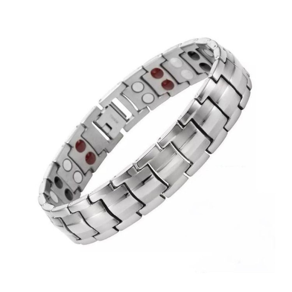 Men Magnetic Therapy Bracelet Double Row Stainless Steel Energy Wristband 7