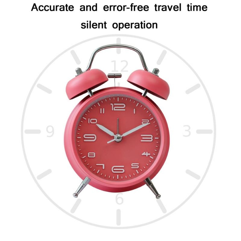 Multifunctional Bedside Alarm Clock With Night Light Metal Analog Desk Clock 3