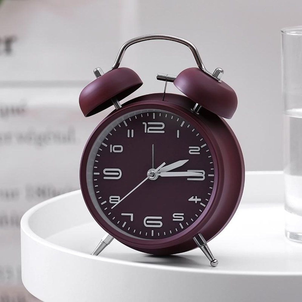 Multifunctional Bedside Alarm Clock With Night Light Metal Analog Desk Clock 5