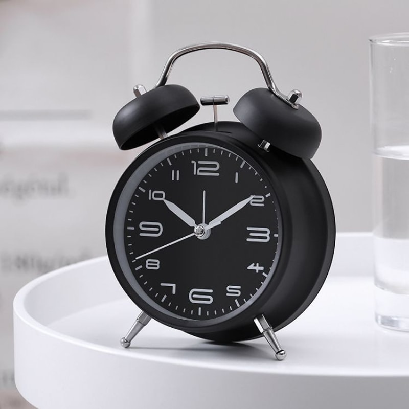 Multifunctional Bedside Alarm Clock With Night Light Metal Analog Desk Clock 9