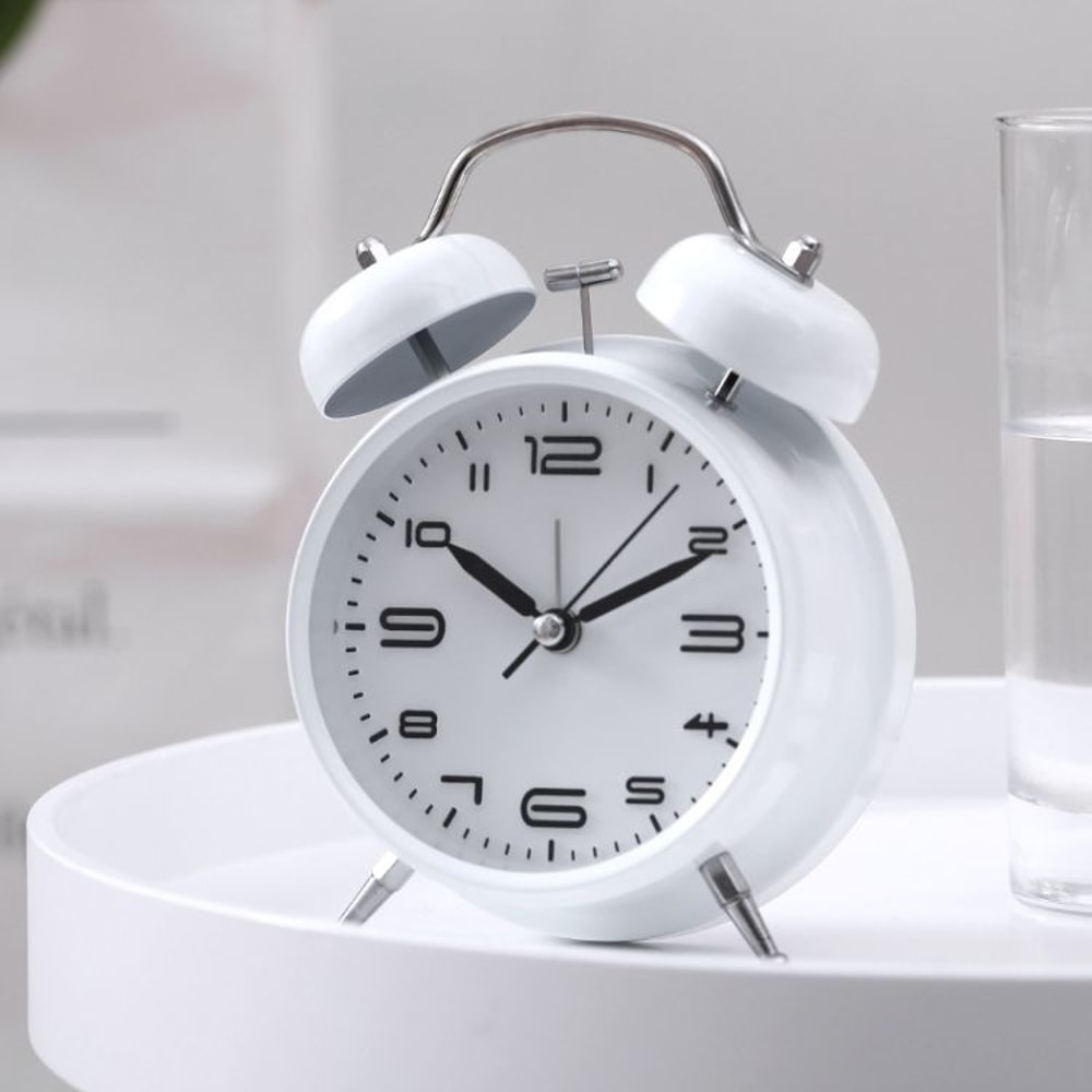 Multifunctional Bedside Alarm Clock With Night Light Metal Analog Desk Clock 8