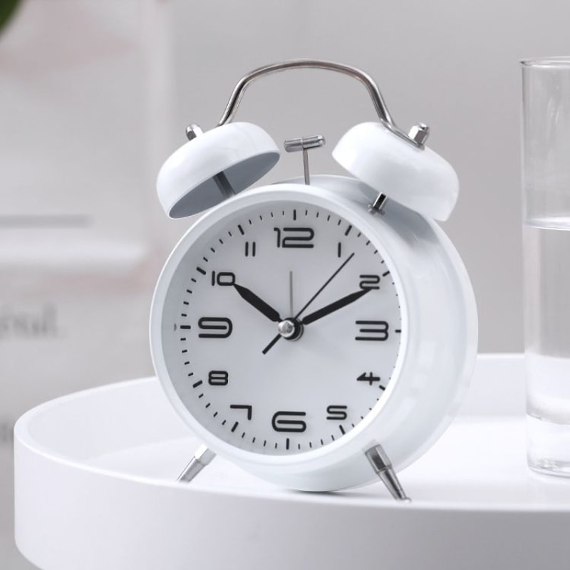 Multifunctional Bedside Alarm Clock With Night Light Metal Analog Desk Clock 8