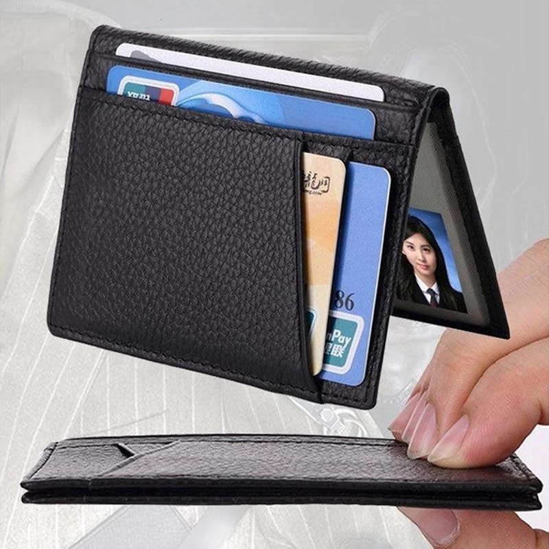 Slim Leather Card Holder Wallet RFID Certificate Organizer