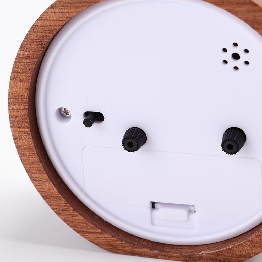 Solid Wood Silent Alarm Clock With Snooze Night Light For Bedside 2